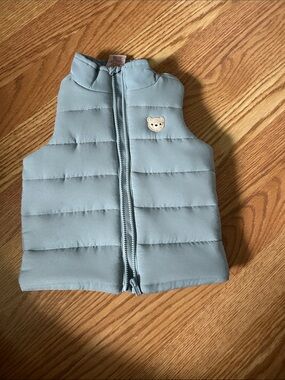 Max Studio Light Blue Kids Vest with Bear Patch